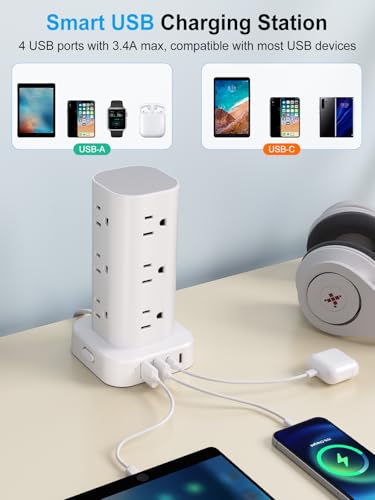 UWIWUTEI 16 Outlets Surge Protector Power Strip with 4 USB Ports Model HD-Q16