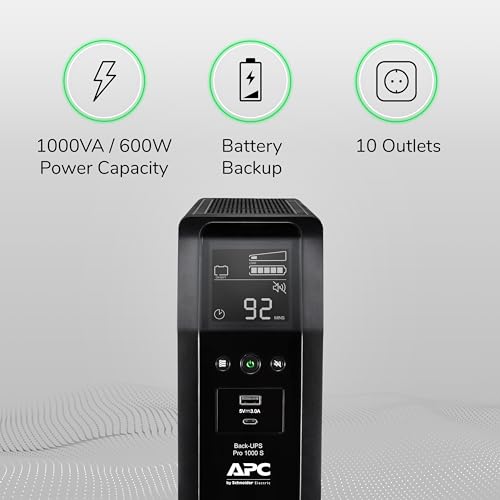 APC 1000VA BR1000MS 600W Line-interactive UPS, 120V