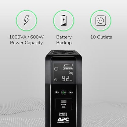 APC 1000VA BR1000MS 600W Line-interactive UPS, 120V