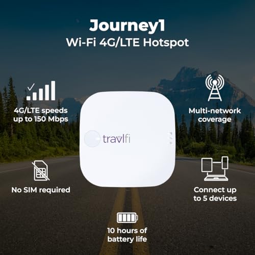 TravlFi Journey1 LTE 5GHz Portable WiFi Hotspot with 802.11n Support