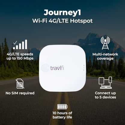 TravlFi Journey1 LTE 5GHz Portable WiFi Hotspot with 802.11n Support