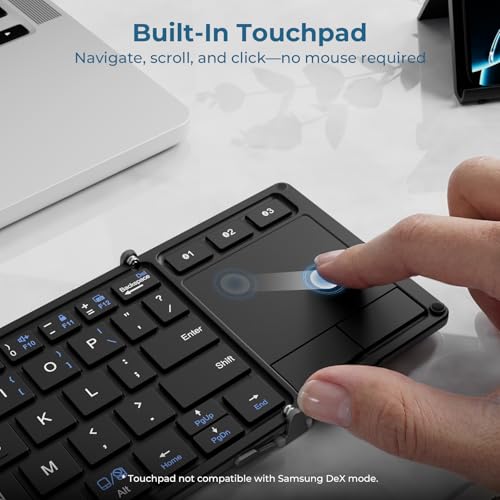 iClever 65-Key IC-BK08 Bluetooth Keyboard, Portable Foldable Design, Touchpad, Multi-Device Connectivity