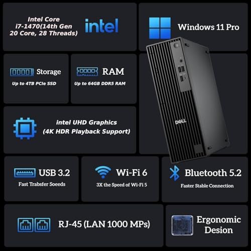 Dell Pro Slim QCS1250 Intel i7-14700 3840x2160 20Core Computer Tower