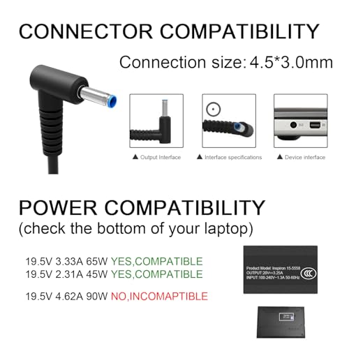 HIBBO 65W PPP009L-E 240V 19.5V 3.33A Laptop Charger