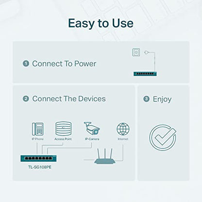 TP-Link 8-Port TL-SG108PE Ethernet Switch 1000Mbps PoE Managed