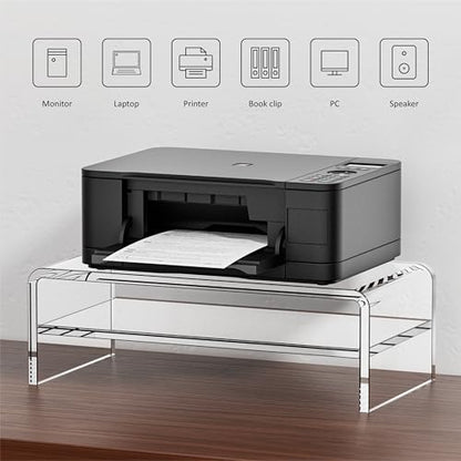 Egchi Clear Acrylic Dual Monitor Stand Riser YKL2 5.12 Inches High for Desktop