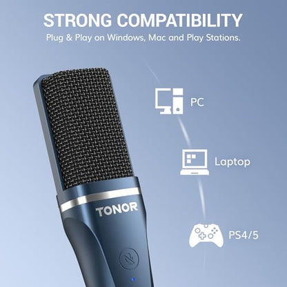 TONOR TC-777 USB Microphone with Stand and Pop Filter