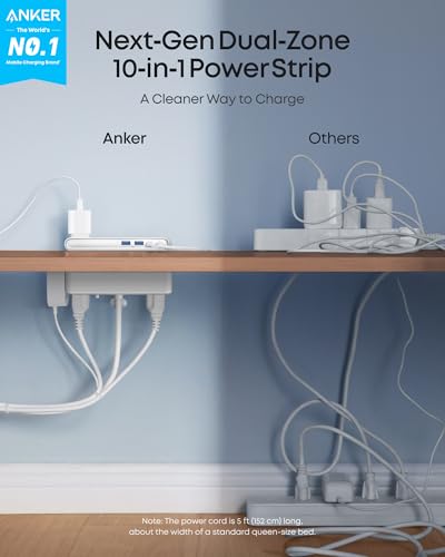 Anker 10 Outlet Power Strip with Surge Protection A9196 240V 291mA 70W Black