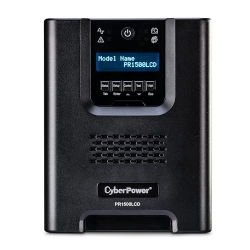 CyberPower 1500VA/1500W PR1500LCD UPS System, Mini-Tower, 8 Outlets, AVR, NEMA