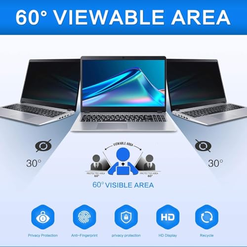 ZOEGAA 14 Inch Laptop Privacy Screen Filter 16:10 Anti-Glare, Anti-Fingerprint, Waterproof, Black