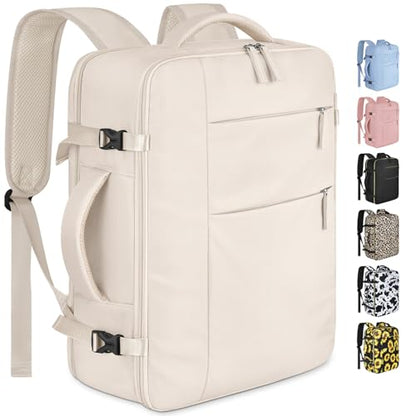 Capolo 15.6-Inch Laptop Backpack Travel Backpack Beige Soft Shell Water Resistant 25 Liters 11 Pockets