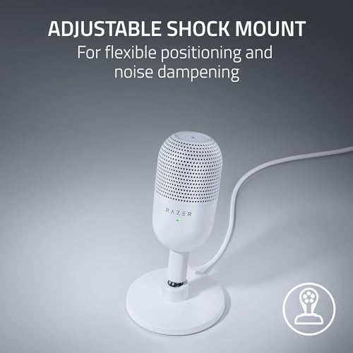 Razer 3.59x3.59x6.38 inches Seiren V3 Mini USB Microphone - Supercardioid Polar Pattern - Condenser - 20Hz-20KHz Frequency Response - 78dB SNR - 1 Channel - White