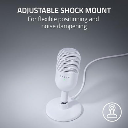 Razer 3.59x3.59x6.38 inches Seiren V3 Mini USB Microphone - Supercardioid Polar Pattern - Condenser - 20Hz-20KHz Frequency Response - 78dB SNR - 1 Channel - White