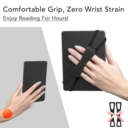 SEPTBEAM Hand Strap Holder for Kindle and Tablets, Model 1, 7.7 x 1.57 x 0.39 inches, Black