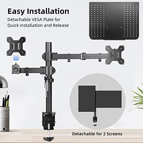 Suptek MD6432TP003 Tabletop Mount 13-27 Inch Adjustable Monitor Arm with Laptop Tray