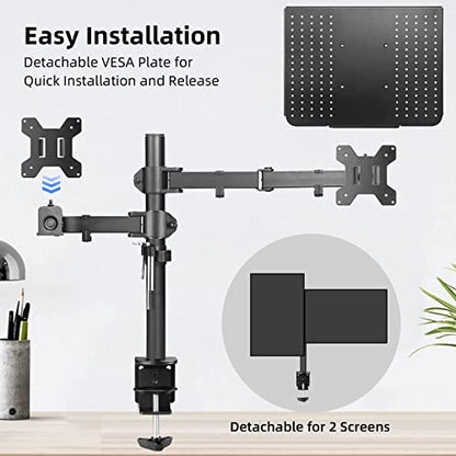 Suptek MD6432TP003 Tabletop Mount 13-27 Inch Adjustable Monitor Arm with Laptop Tray