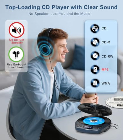 Greadio Portable CD Player CD-40 11-hour Battery Life 2 Channels Audio CD