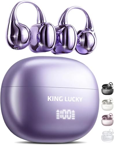 King Lucky i121 Open-Ear Bluetooth 6.0 Headphones with Mic, Dynamic Driver, Waterproof, Touch Control, Wireless