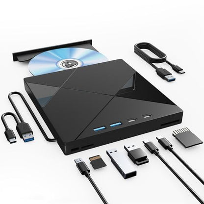 Wbacon 7-in-1 External DVD Drive USB 3.0/Type C Compact Optical Drive Model 57095954