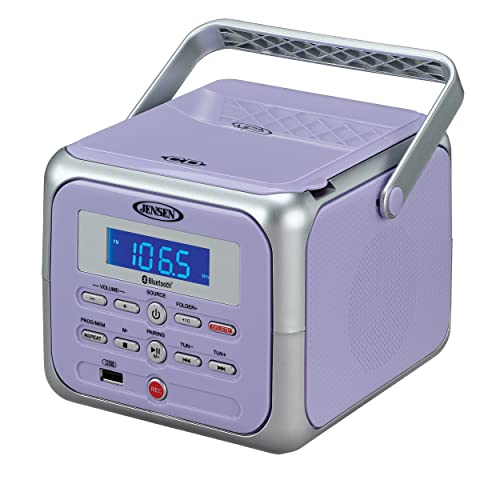 Jensen CD-660 120W Stereo Portable CD Player with Bluetooth Audio Connectivity (Lilac Purple)