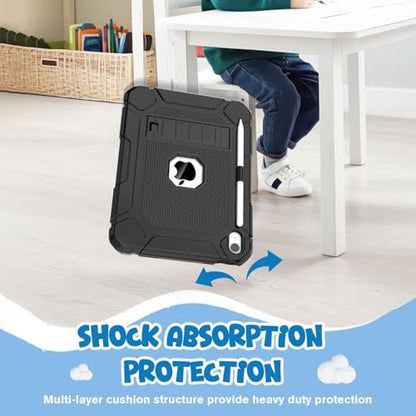 BMOUO iPad Case 10.9 Inch A2696/A2757/A2777/A3355/A3356 Heavy Duty Shockproof Enclosure