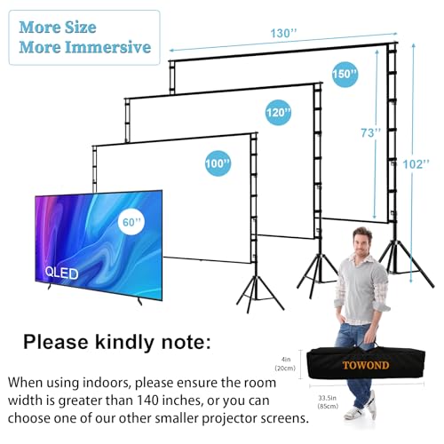 TOWOND 150'' da-hanl-kag8 4K HD Portable Projection Screen
