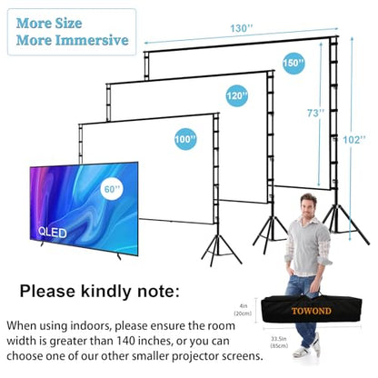 TOWOND 150'' da-hanl-kag8 4K HD Portable Projection Screen