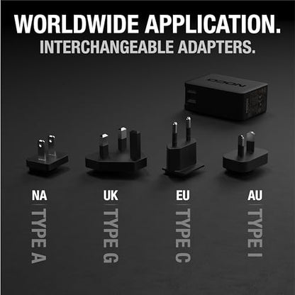 NOCO 65W U65 USB-C Charger, 110-240VAC, 50-60Hz, 2 Amps, Wall Mount, Type A/C/G/I, 1 Port