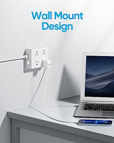 Olcorife 8-Outlet Power Strip with 4 USB Ports and 10 ft Cord