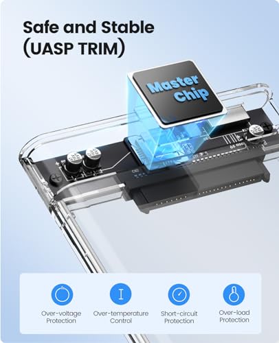 ORICO 2.5'' External Hard Drive Enclosure USB 3.1 Type C Max 6TB Clear Case for 2.5 inch SATA HDD/SSD