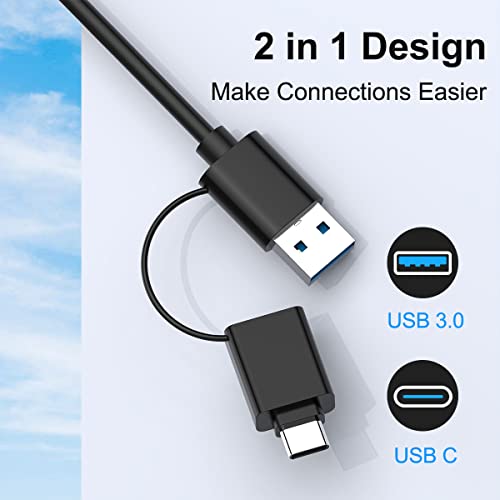 Rocketek 7-in-1 USB C USB3.0 Card Reader for SD, CF, Micro SD, XD, MS - Multi Card Adapter