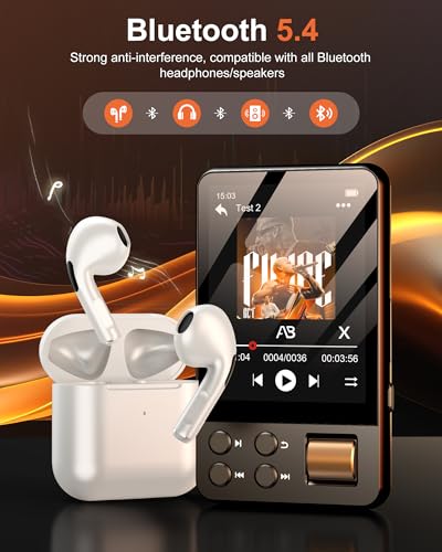 AGXOV 2.4 Inch D28 MP3 Player 128GB Bluetooth