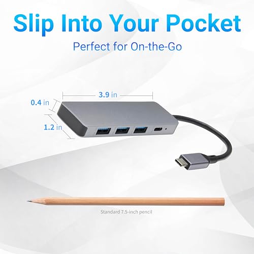 Amazon Basics USB Hub Dock with 5 Ports, USB 3.2/3.1, Supports 10 Gbps, Silver, Black