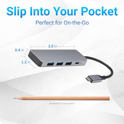 Amazon Basics USB Hub Dock with 5 Ports, USB 3.2/3.1, Supports 10 Gbps, Silver, Black