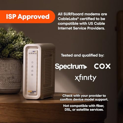 ARRIS 5.13" x 1.75" x 5.25" SB8200 2x1Gb Ethernet Cable Modem DOCSIS 3.1