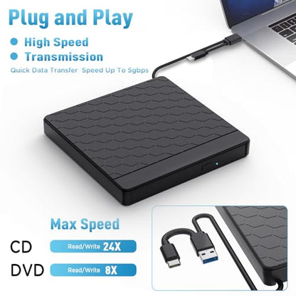 Aumdie Portable External DVD Drive BT683 USB 3.0 5Gbps CD/DVD Reader