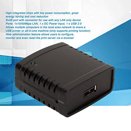 GOWENIC USB Printer Server, 10/100Mbps RJ45 Network Adapter