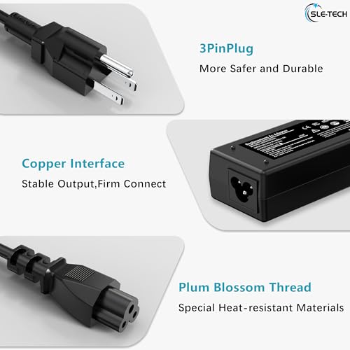SLE-TECH 45W AC Adapter SK90A195231 Input 100-240V Output 19.5V 2.31A Portable Charger for Compatible Dell Models