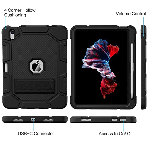 AZZSY 10.9 Inch iPad (A16) 11th Generation 2025 and 10th Generation 2022 Tablet Case, Heavy Duty Polycarbonate and Silicone