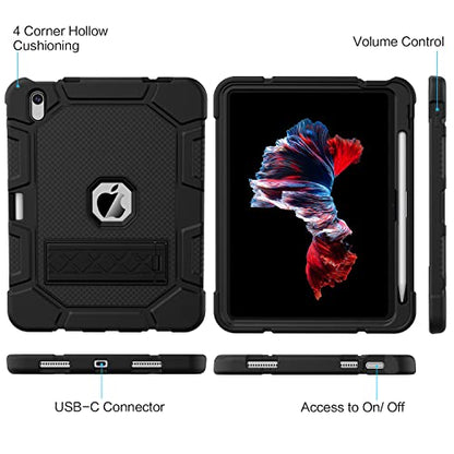 AZZSY 10.9 Inch iPad (A16) 11th Generation 2025 and 10th Generation 2022 Tablet Case, Heavy Duty Polycarbonate and Silicone