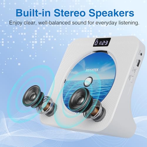 MEGATEK Portable CD Player CP28BR Auxiliary Bluetooth USB