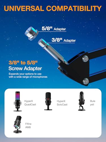 SUNMON Mic Boom Arm 1 Count with Table Mounting Clamp and Screw Adapter