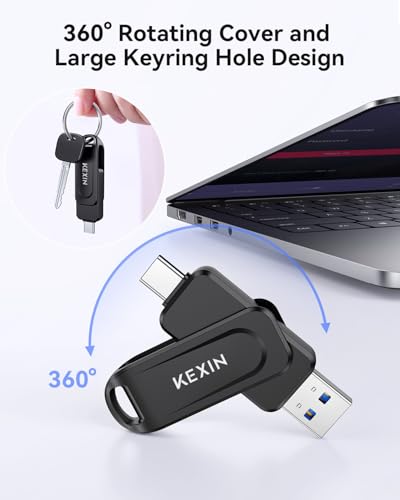 KEXIN 128GB USB Flash Drive Model U602 with USB 3.0 Dual Interface and 100MB/s Data Transfer Rate