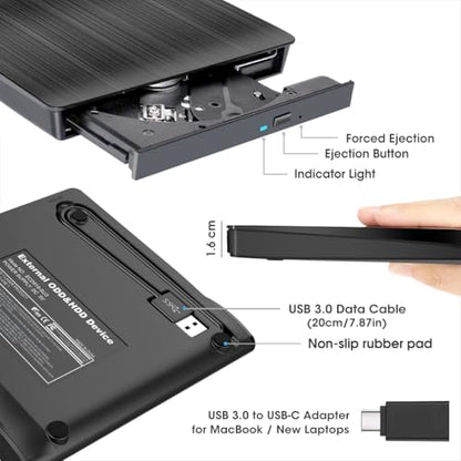 ROOFULL Portable External CD DVD Drive ECD819-SU3 USB 3.0