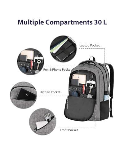 MATEIN 17 Inch 103500GRY Travel Laptop Backpack, Water Resistant TSA Large Computer Business Bag