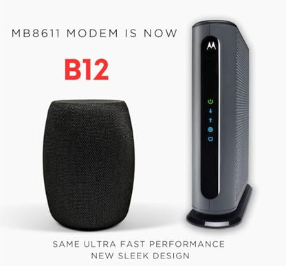 Motorola B12 Cable Modem | DOCSIS 3.1 | 2500 Mbps Downstream | 1000 Mbps Upstream | Ethernet | Wi-Fi Compatible