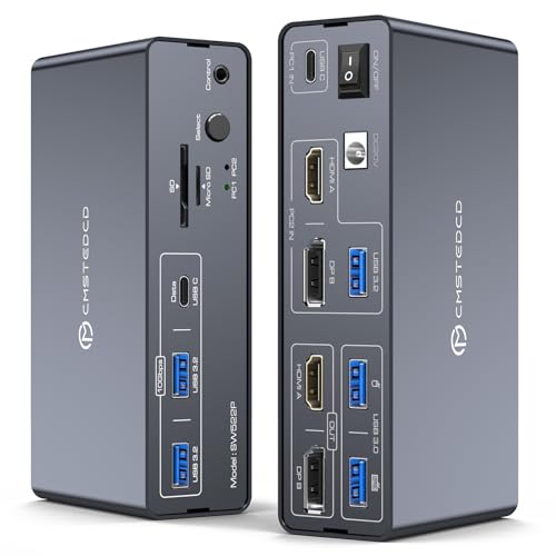 DGYBDFC 13-in-1 KVM Switch KY-US-SW522P-1 4K60Hz HDMI/DP Dual Monitor Docking Station