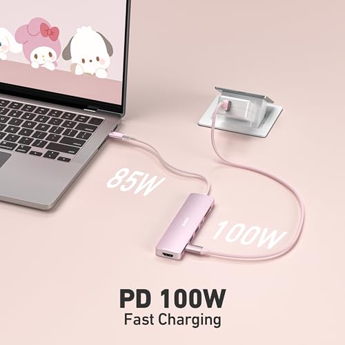 BENFEI 7-in-1 USB C Hub 000395pink 4K 60Hz USB Hub