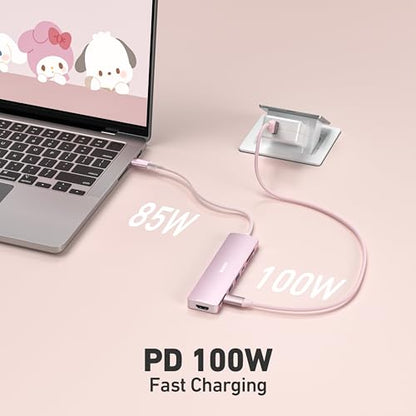 BENFEI 7-in-1 USB C Hub 000395pink 4K 60Hz USB Hub