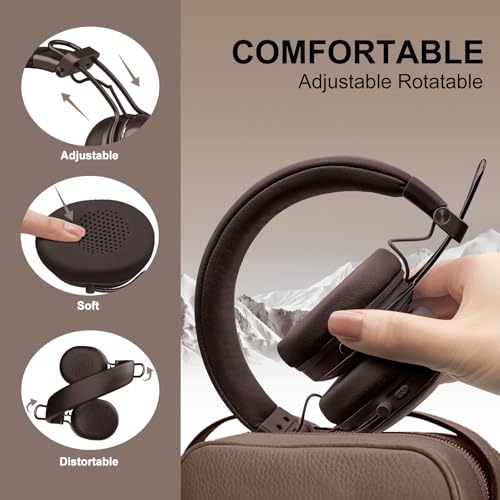 FIO MOTUS FM30-darkbrown Wireless Bluetooth On-Ear Headphones with Active Noise Cancellation and Hi-Res Sound